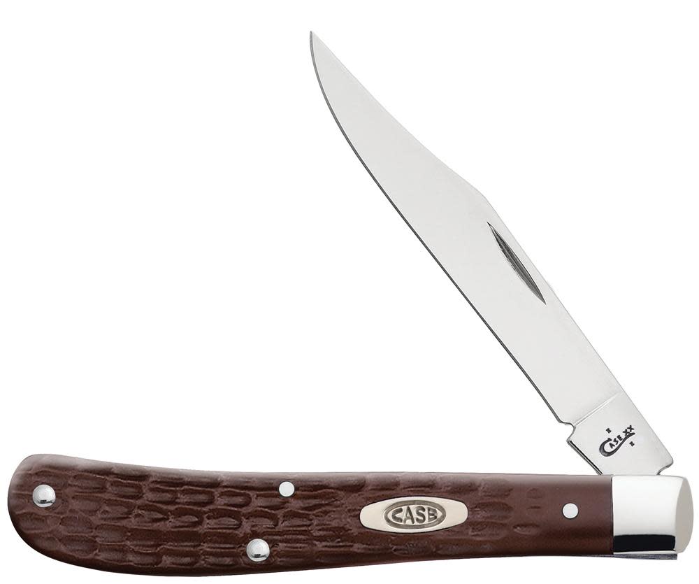 Brown Synthetic Slimline Trapper Knife Front View