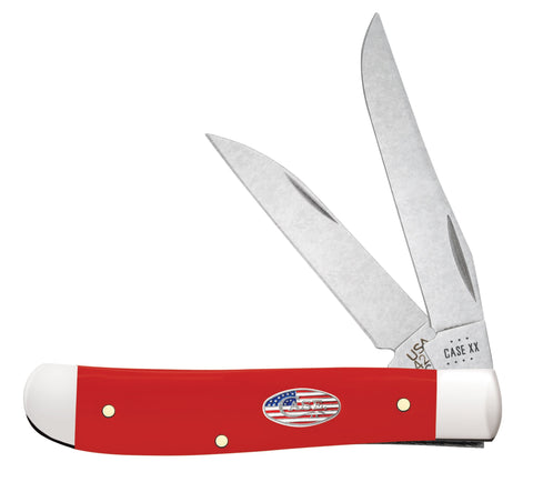 American Workman Smooth Red Synthetic CS Mini Trapper  Knife Front View