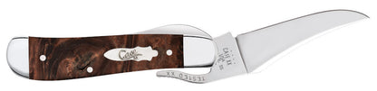 Smooth Brown Maple Burl Wood Russlock® Knife Open