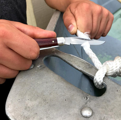 Smooth Chestnut Bone Mini Trapper Knife Dimensions