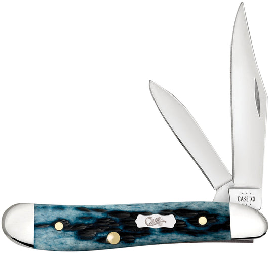 Pocket Worn® Peach Seed Jig Mediterranean Blue Bone Peanut Knife Front View