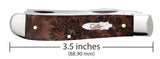 Smooth Brown Maple Burl Wood Mini Trapper Knife Dimensions