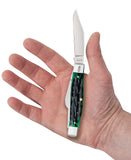 Deep Canyon Jig Hunter Green Bone Large Stockman Knife in Hand