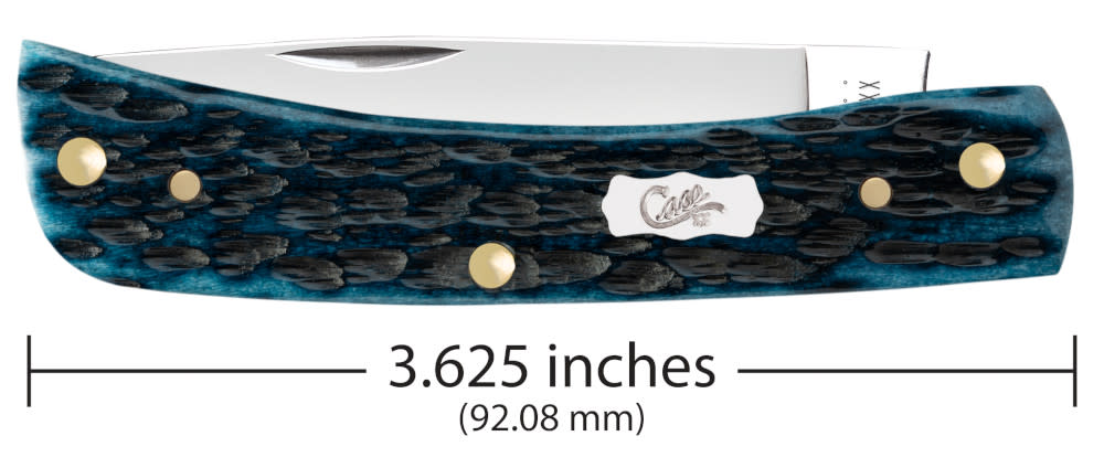 Pocket Worn® Peach Seed Jig Mediterranean Blue Bone Sod Buster® Jr Knife Dimensions