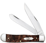 Smooth Brown Maple Burl Wood Trapper Knife