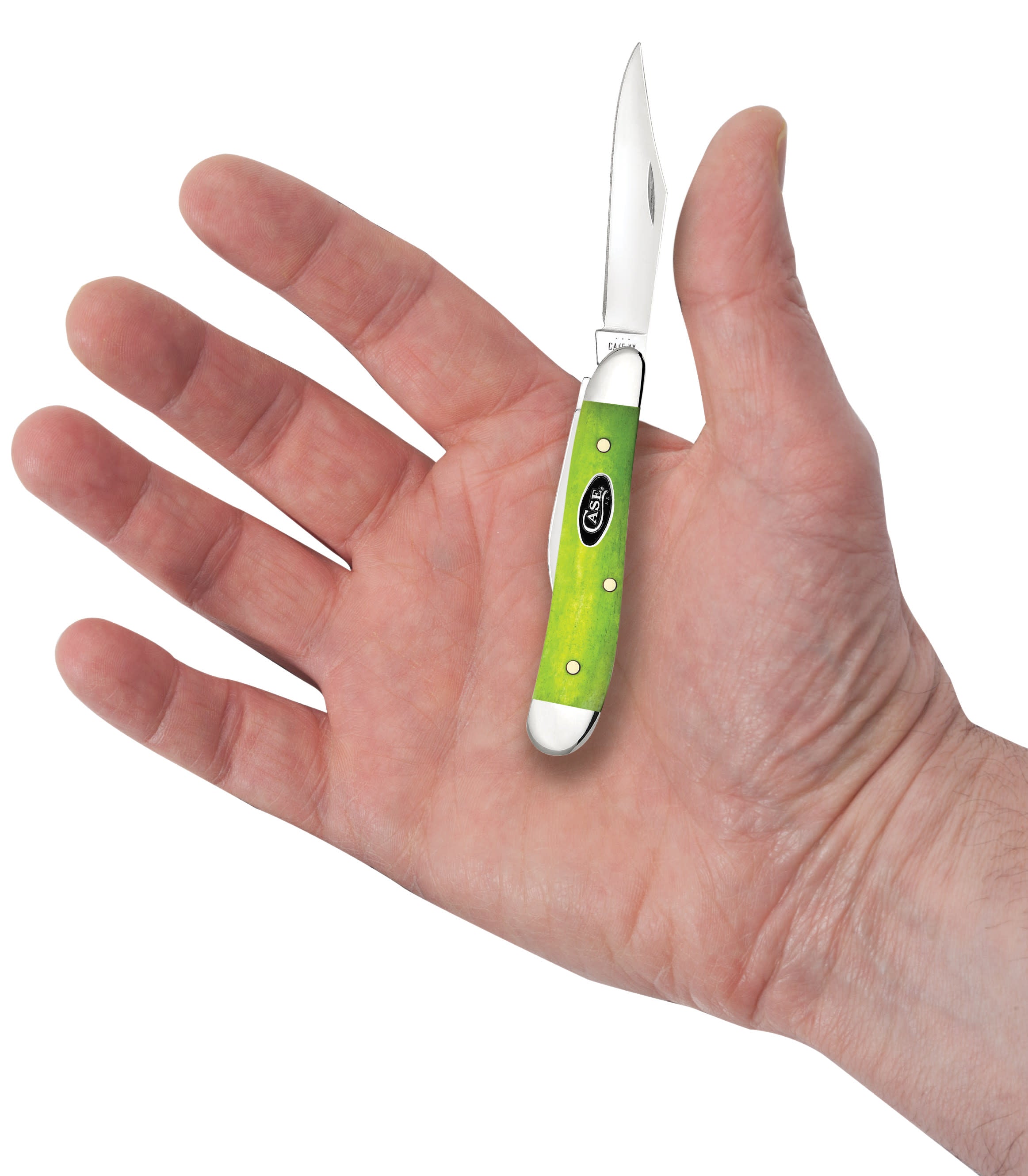Smooth Green Apple Bone Peanut  Knife in Hand