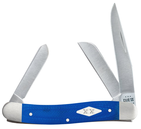 Smooth Blue G-10  Medium Stockman  Knife Front View