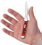 Pocket Worn® Corn Cob Jigged Old Red Bone Mini CopperLock® Knife in Hand
