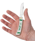 John Deere Embellished Smooth White Synthetic Sod Buster® Jr  Knife in Hand