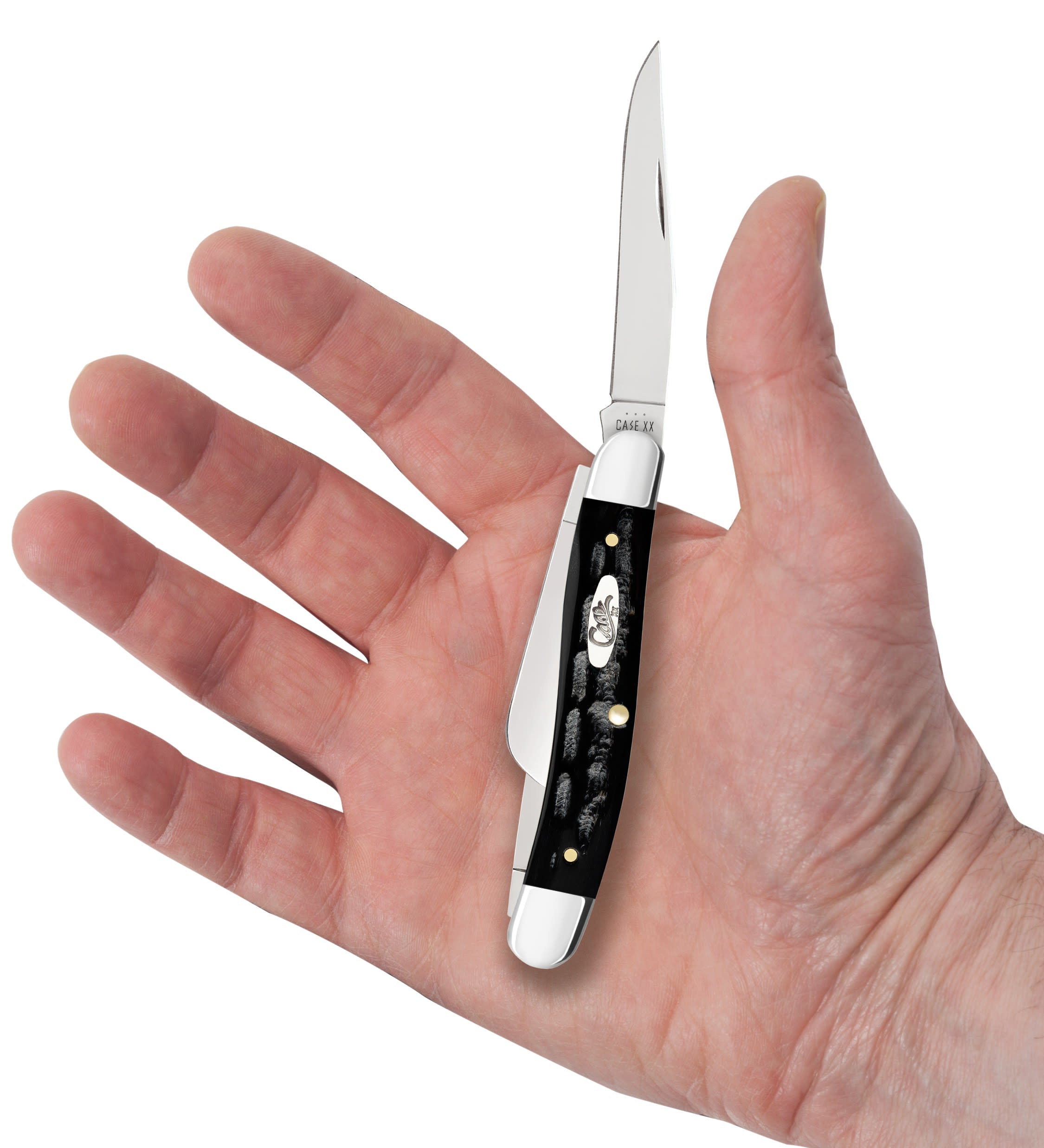 Jigged Buffalo Horn Medium Stockman  Knife in Hand