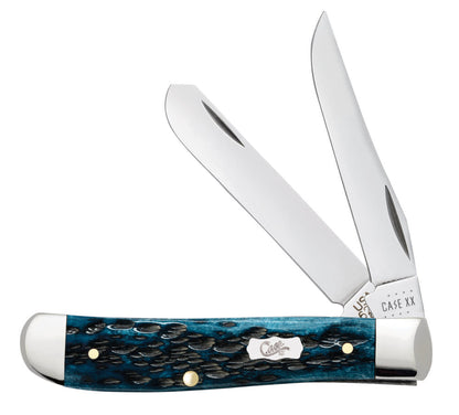 Pocket Worn® Peach Seed Jig Mediterranean Blue Bone Mini Trapper Knife