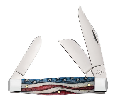 Star Spangled Series Embellished Smooth Natural Bone Large Stockman  Knife Front View