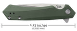 OD Green Anodized Aluminum Kinzua® Knife Dimensions
