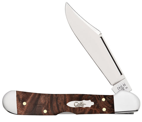 Smooth Brown Maple Burl Wood Mini CopperLock® Knife