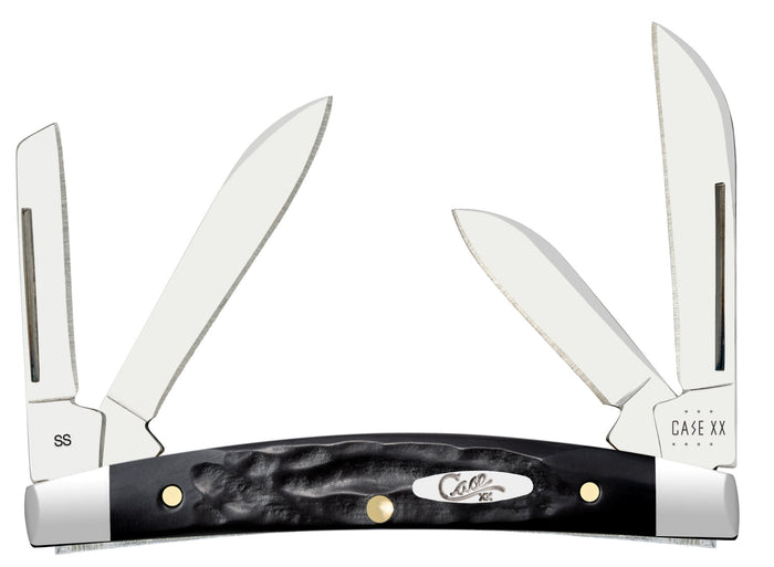 Jigged Rough Black® Synthetic Small Congress Knife Front View