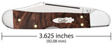 Smooth Brown Maple Burl Wood Mini CopperLock® Knife Dimensions