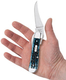 Pocket Worn® Peach Seed Jig Mediterranean Blue Bone RussLock® Knife in Hand