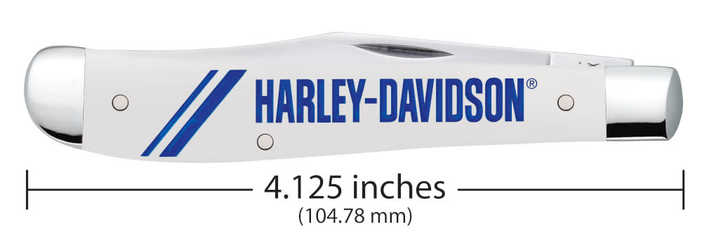 Harley-Davidson® Embellished Smooth White Synthetic Slimline Trapper Knife Dimensions
