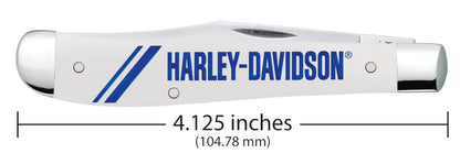 Harley-Davidson® Embellished Smooth White Synthetic Slimline Trapper Knife Dimensions