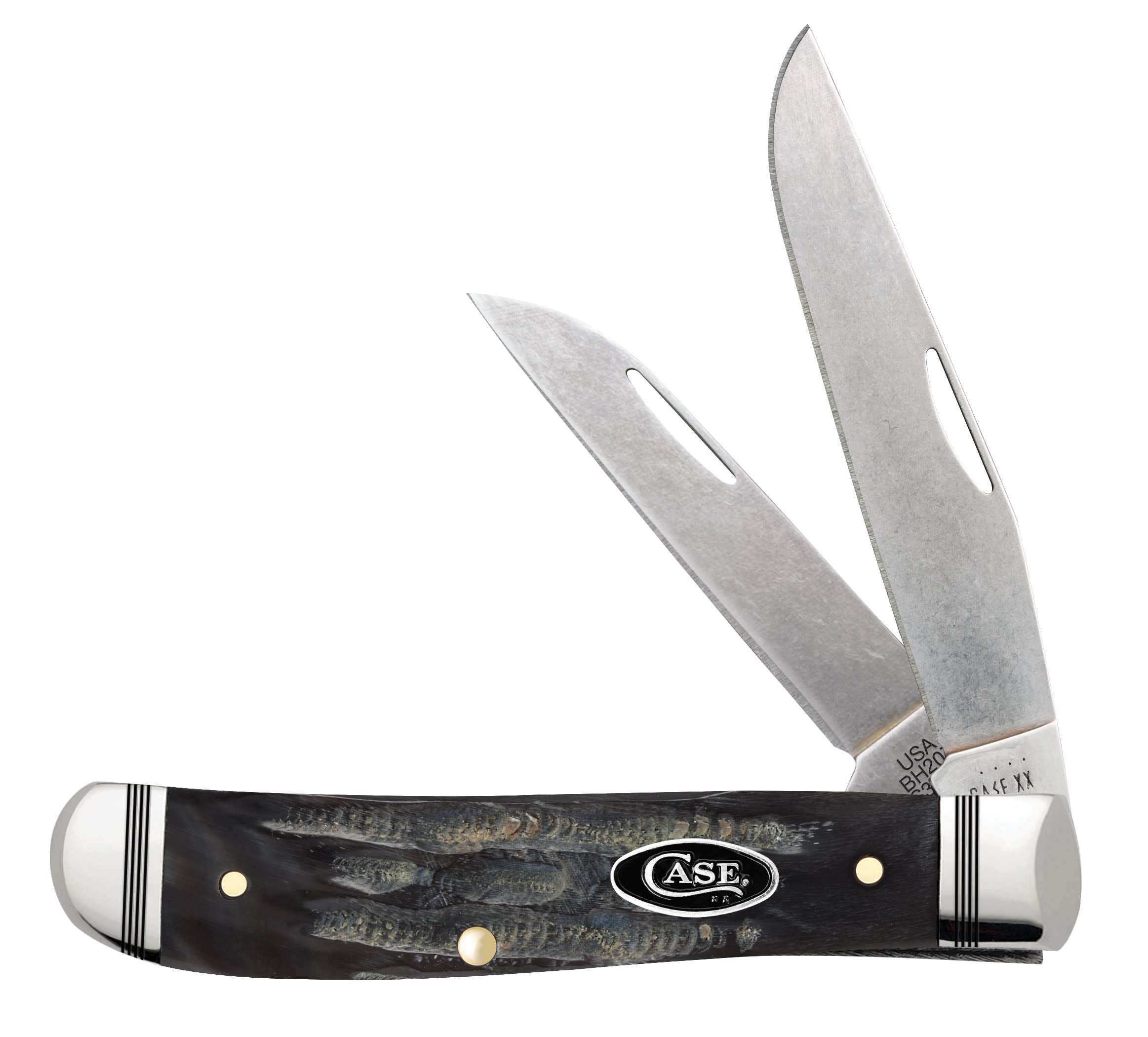 Jigged Buffalo Horn Mini Trapper Knife Front View
