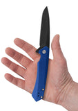 Blue Anodized Aluminum Kinzua® with Spear Blade in hand