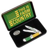 John Deere Smooth Green & Yellow Synthetic Trapper Knife in Packaging