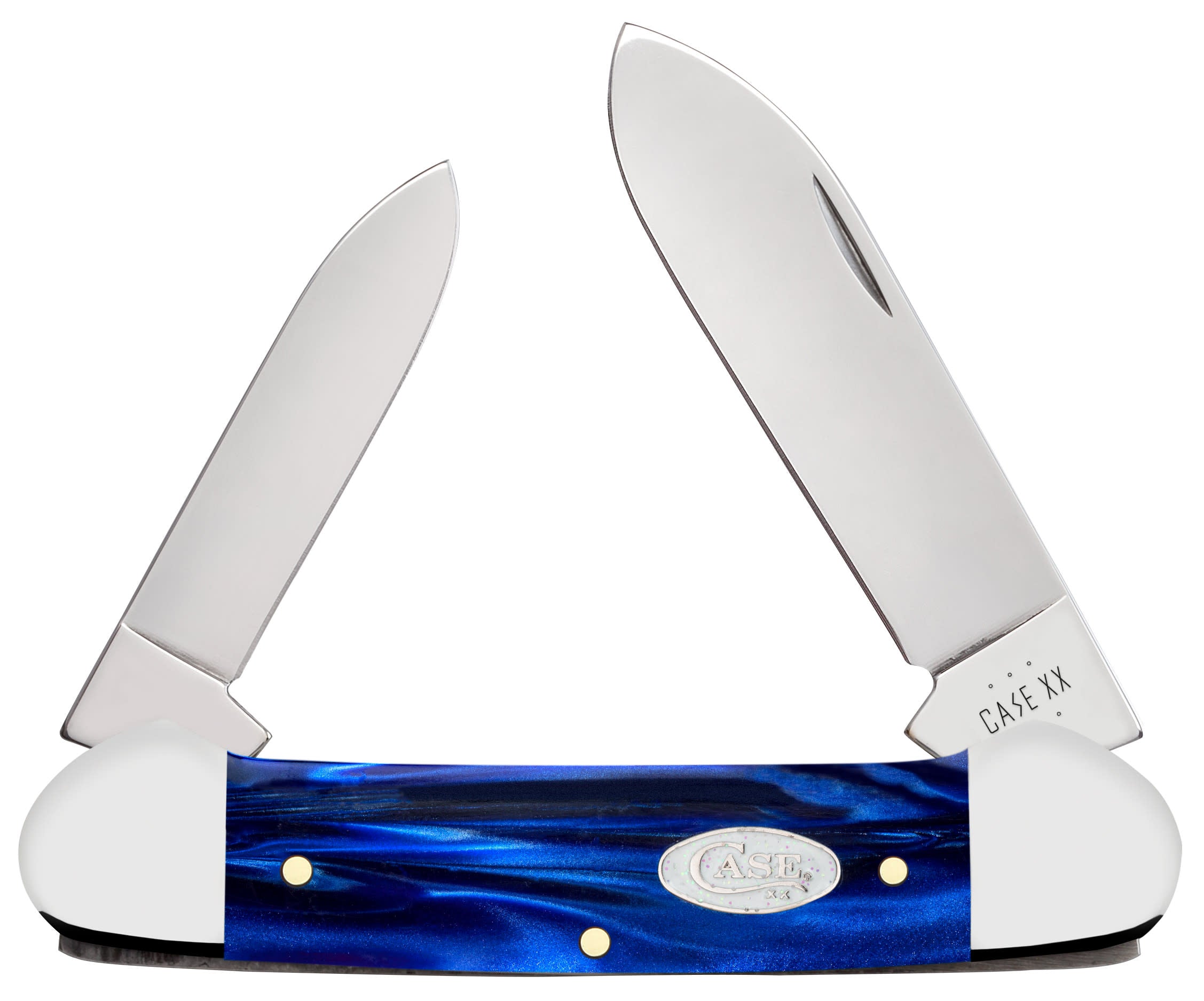 Smooth Blue Pearl Kirinite® Canoe Knife Front View