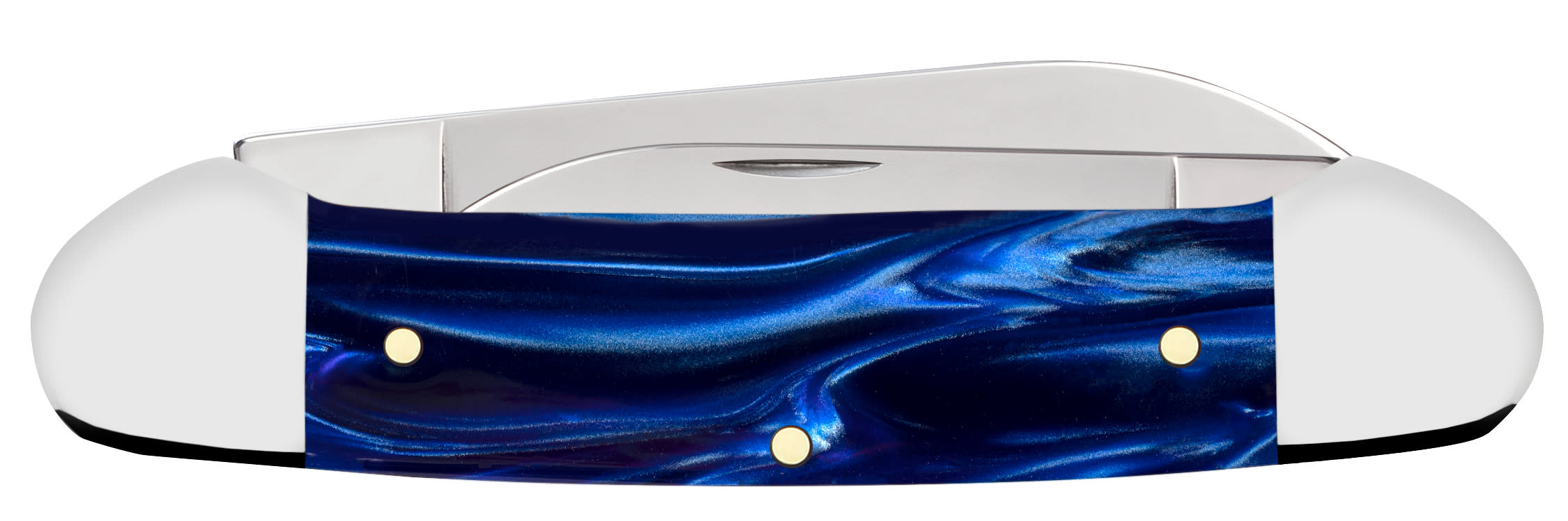 Smooth Blue Pearl Kirinite® Canoe Knife Closed