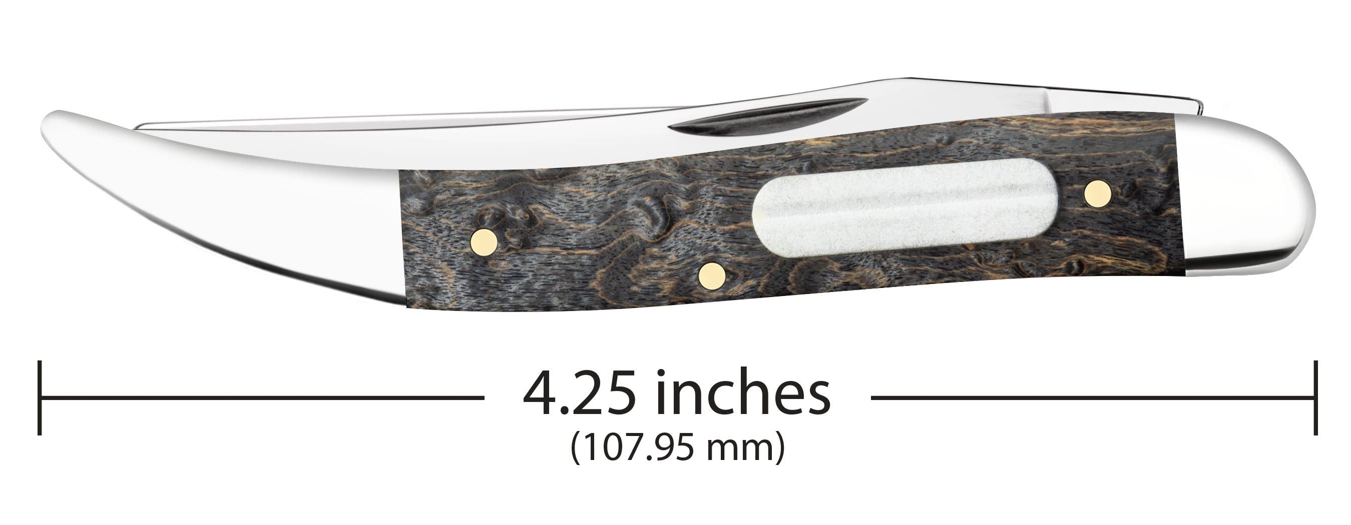 Smooth Gray Birdseye Maple Fishing Knife  Knife Dimensions