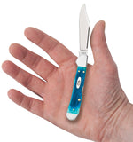 Sawcut Jig Caribbean Blue Bone Mini CopperLock® Knife in Hand