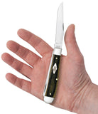 Smooth Black & Green Natural Canvas Micarta® Trapper Knife in Hand