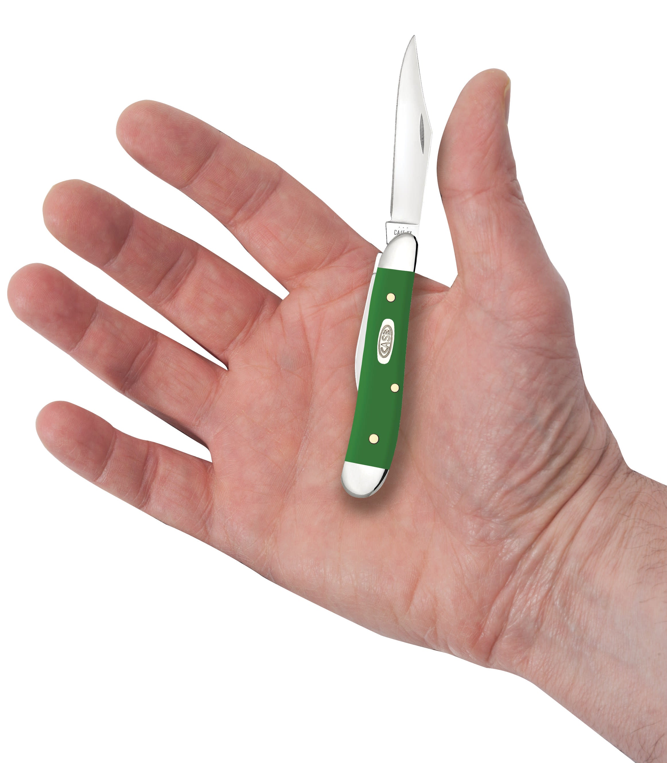 Smooth Green Synthetic Peanut  Knife in Hand