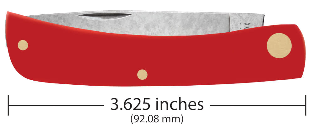 American Workman Smooth Red Synthetic CS Sod Buster® Jr Knife Dimensions