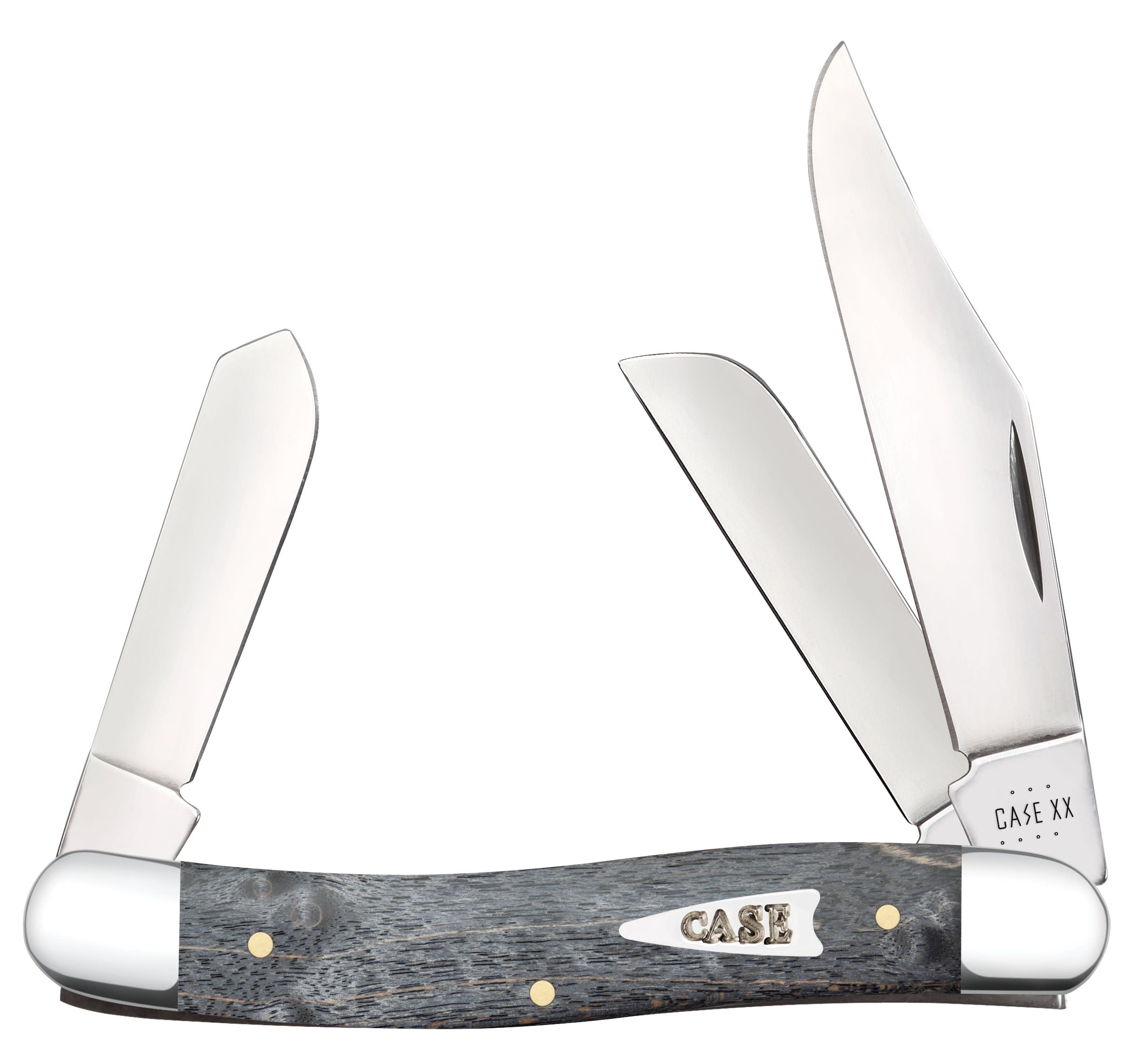 Smooth Gray Birdseye Maple  Stockman Knife Front View