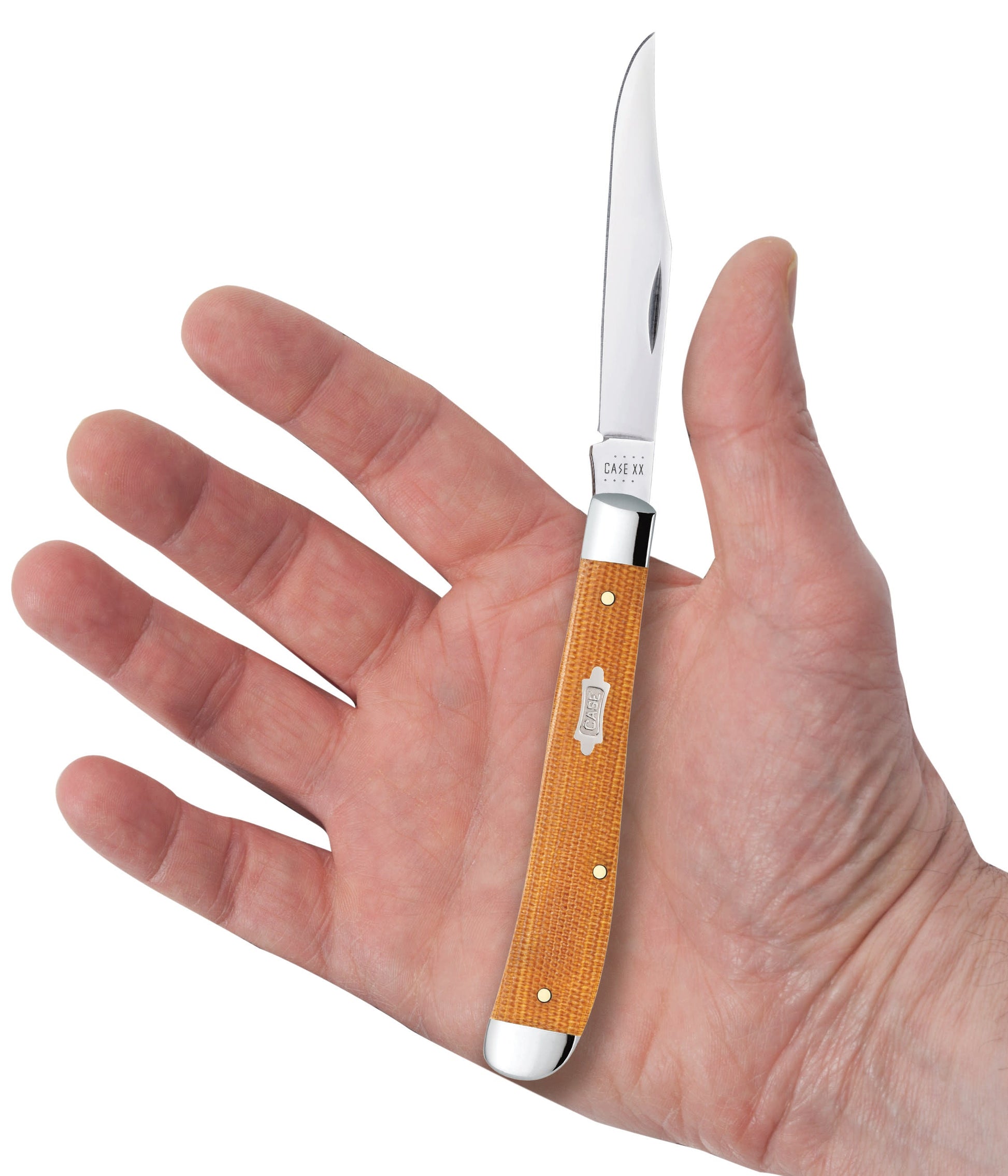 Natural Canvas Micarta® Slimline Trapper Knife in Hand