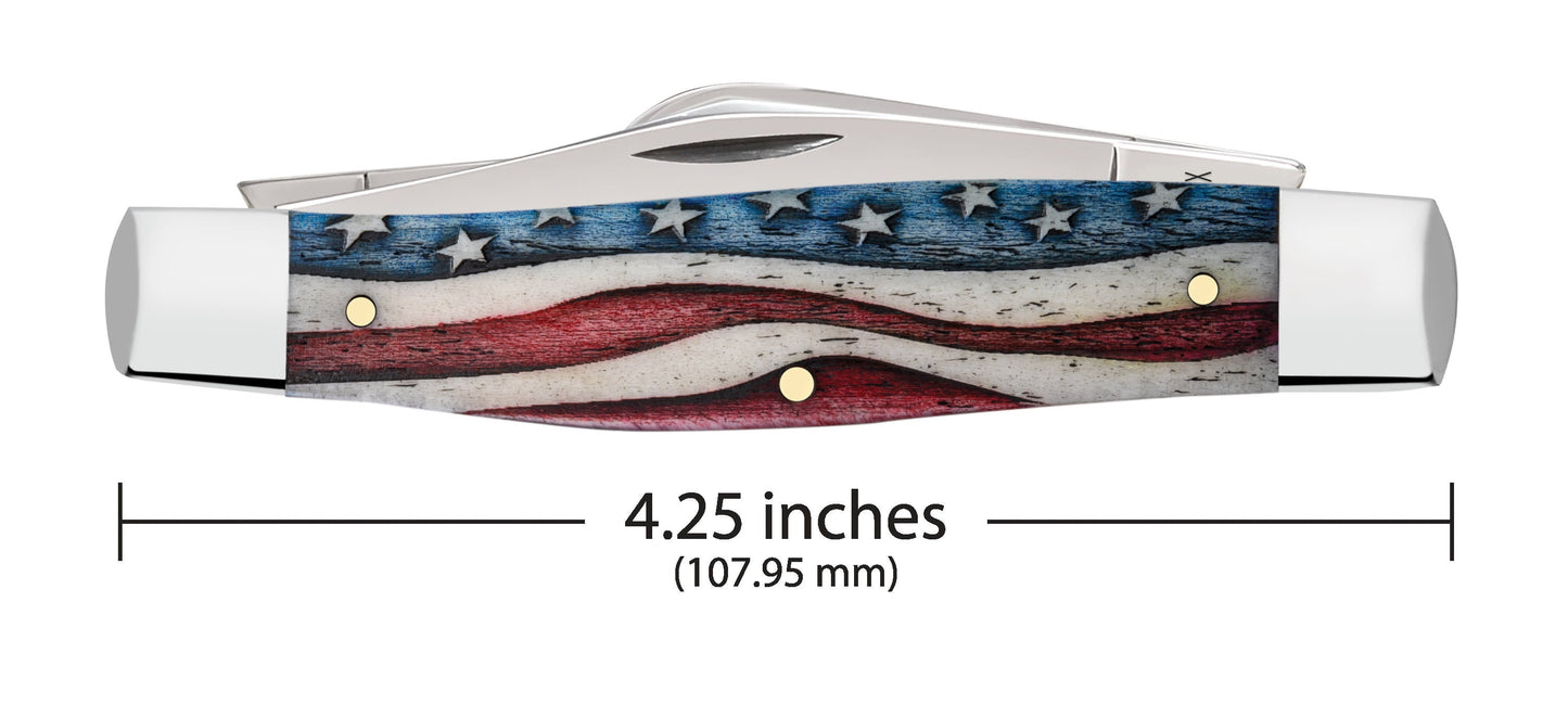 Star Spangled Series Embellished Smooth Natural Bone Large Stockman  Knife Dimensions