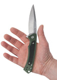 OD Green Anodized Aluminum G-10 Marilla® Knife in Hand