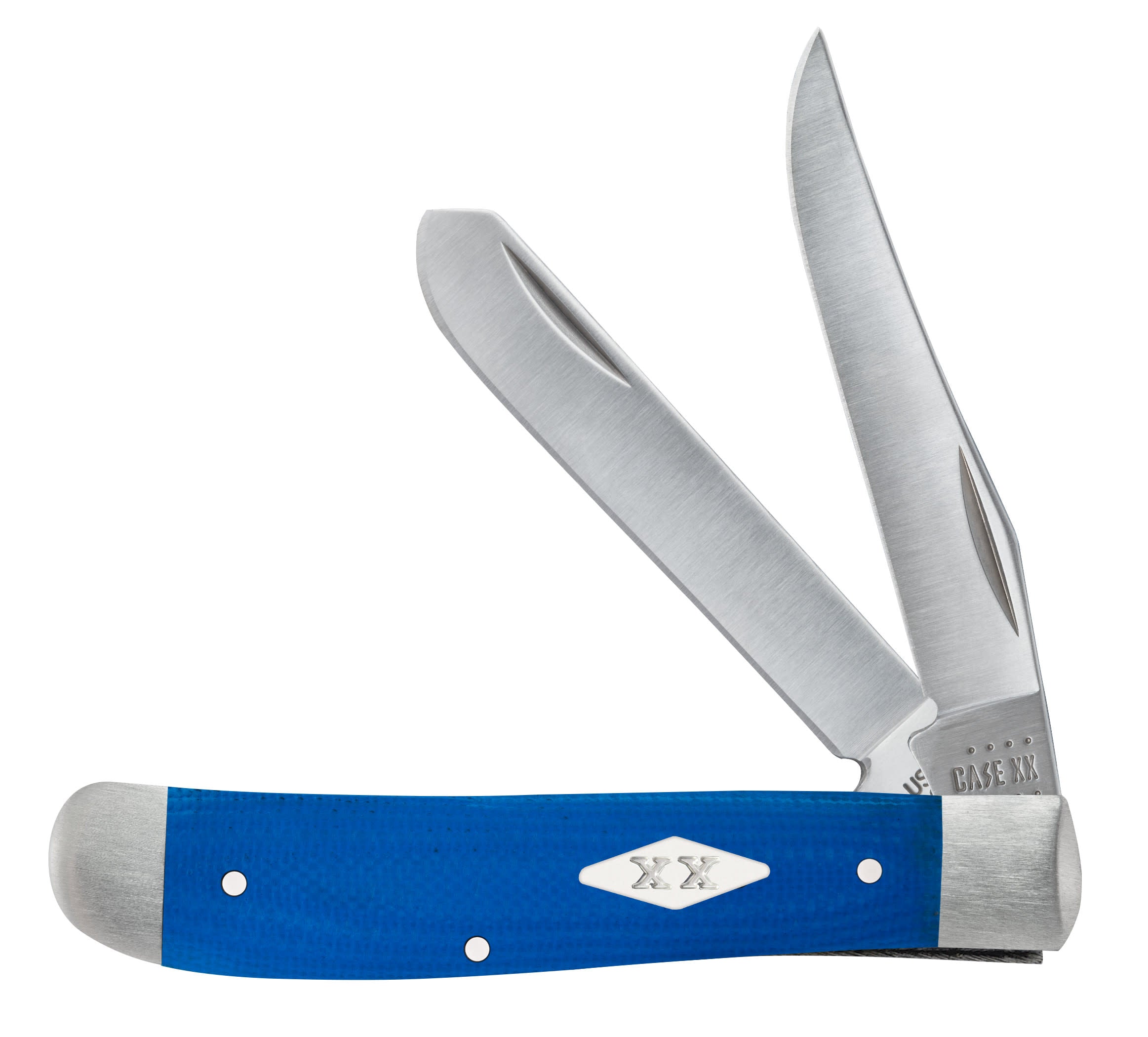 Smooth Blue G-10  Mini Trapper Knife Front View