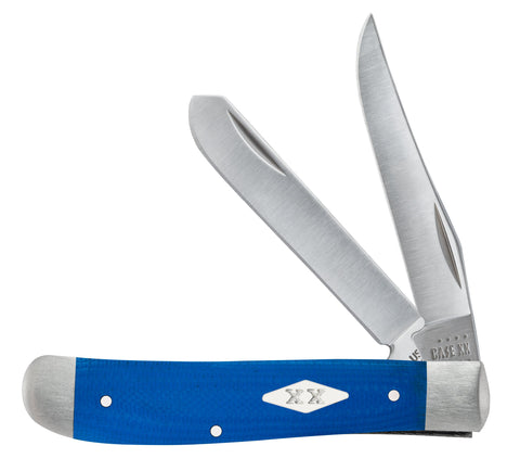 Smooth Blue G-10  Mini Trapper Knife Front View