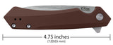 Dark Brown Anodized Aluminum Kinzua® Knife Dimensions