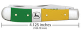 John Deere Smooth Green & Yellow Synthetic Trapper Knife Dimensions