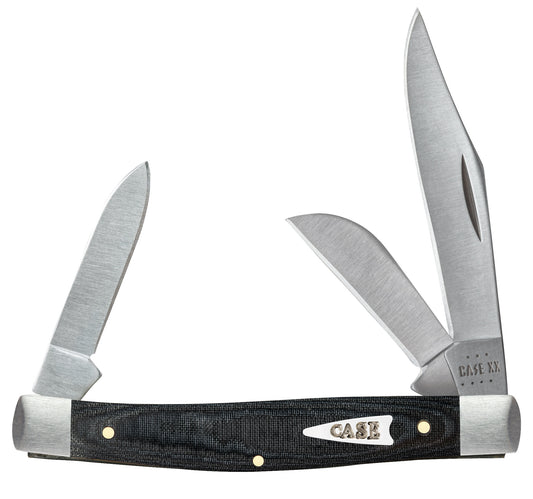 Smooth Black Micarta® Medium Stockman Knife Front View