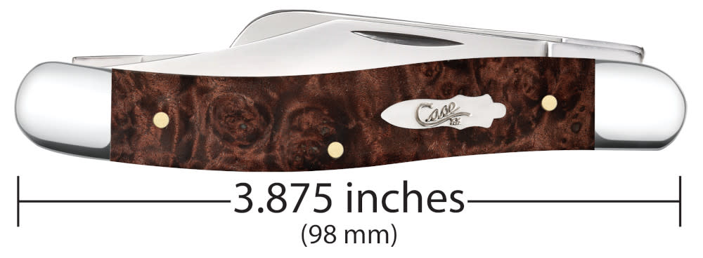 Smooth Brown Maple Burl Wood Stockman Knife Dimensions