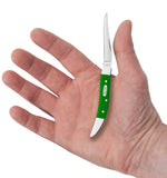 Smooth Green Synthetic Small Texas Toothpick Knife in Hand
