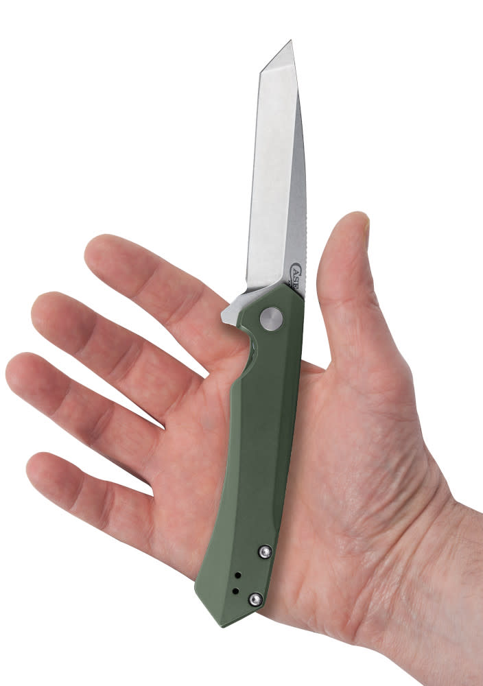 OD Green Anodized Aluminum Kinzua® Knife in Hand