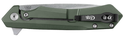 OD Green Anodized Aluminum Kinzua® with Spear Blade Knife Closed