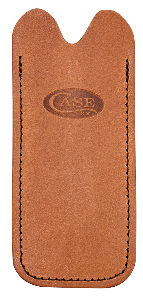 Front view of the Genuine Brown Leather Knife Slip showing the Case XX logo