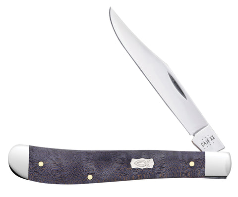 Smooth Purple Curly Maple Wood Slimline Trapper Knife Front View