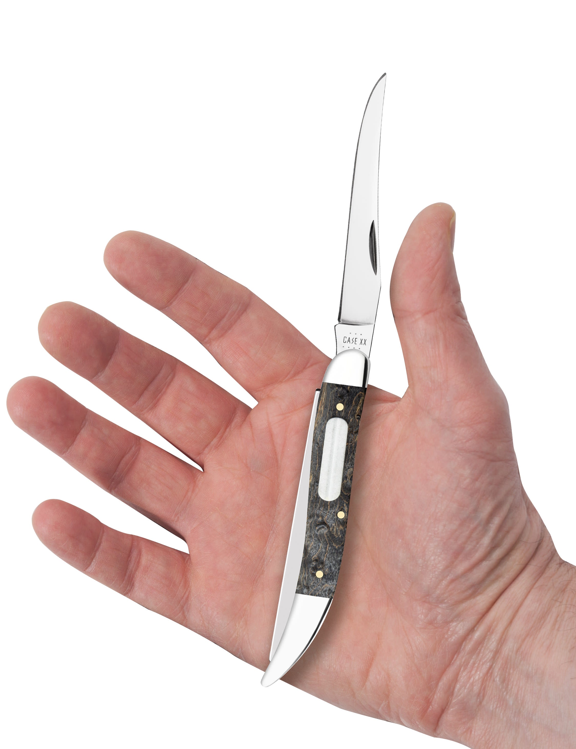 Smooth Gray Birdseye Maple Fishing Knife  Knife in Hand