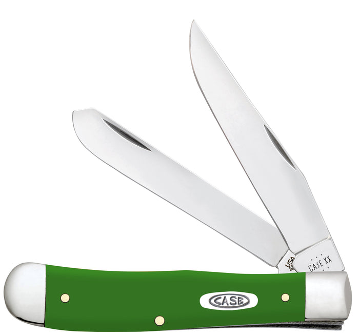 Smooth Green Synthetic Trapper  Knife Front View